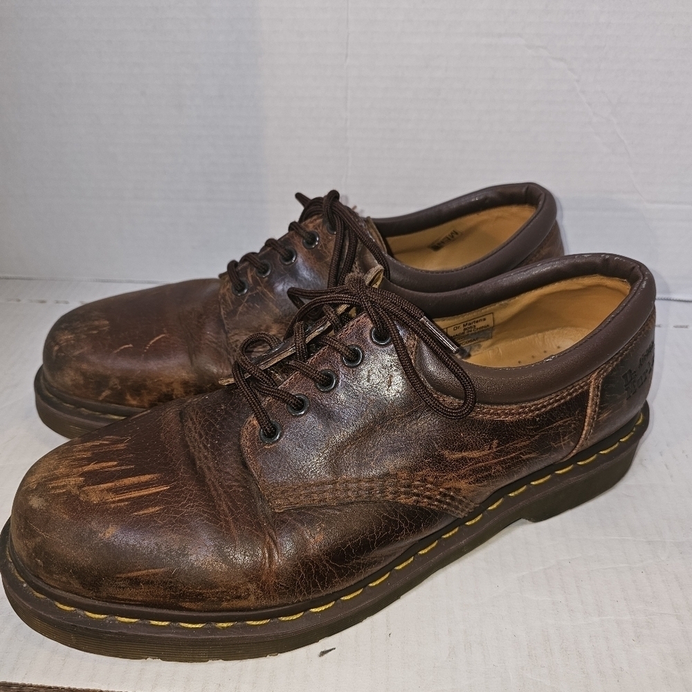 Dr. Martens Mens AirWear Oxford Brown SZ 12M Shoes Leathet Upper - Picture 5 of 11